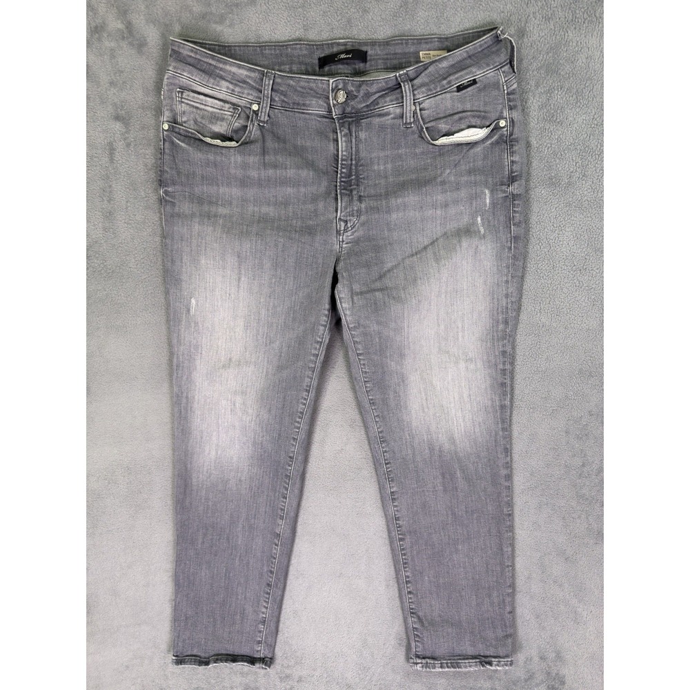 Mavi Jeans Womens 32 Petite Gray Denim Emma Slim Boyfriend Distressed Stretch